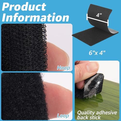 Art3d 16 Sets Hook and Loop Tape Sticky Back, 4"x6" Double-Sided Adhesive Strip, Heavy Duty