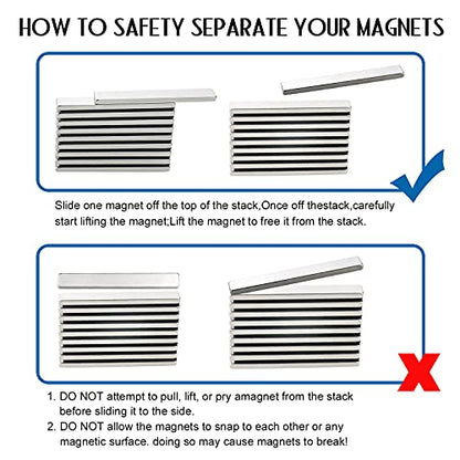 MIKEDE Neodymium Magnets, 30 Pack Super Strong Bar Magnets with Double-Sided Adhesive, Powerful Rare Earth Magnet for Refrigerator, Rectangular Magnet Bar for DIY, Craft - 2.36 x 0.4 x 0.2in
