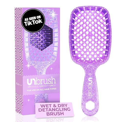 FHI Heat UNbrush Detangling Brush for Pain-Free Brushing on All Wet or Dry Hair Types — Durable DuoFlex Anti-Static Bristles, Lightweight Handle, Vented Hair Brush