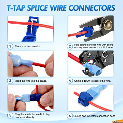 Nilight 360PCS T-Tap Wire Connectors Self-Stripping Quick Splice Electrical Terminals Insulated Male Disconnect Spade Assortment Kit with Storage Case