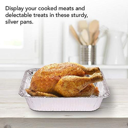 Aluminum 9x13 Disposable Foil (30 Pack) – Half Size Deep Steam Table for Cooking, Heating, Storing, Prepping Food