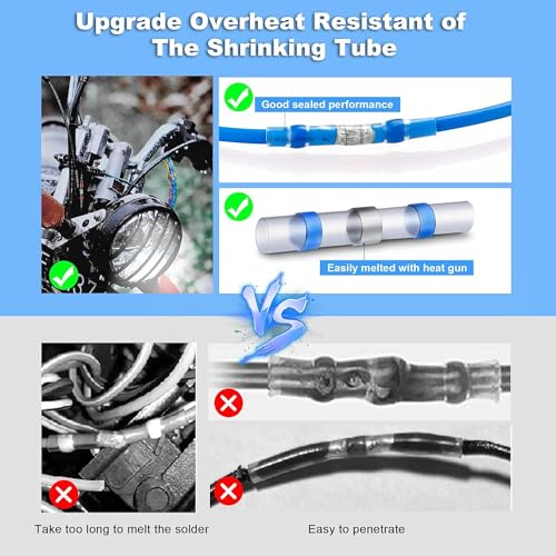 Kuject 520PCS Solder Seal Wire Connector Kit, Solder Seal Butt Terminal Waterproof Insulated Electrical Wire Splice for Automotive Marine Boat
