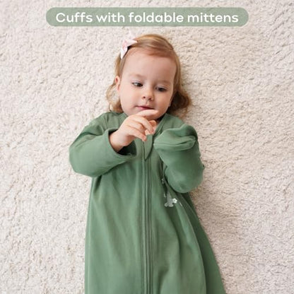 Yoofoss Baby Sleep Sack 6-12 Months Long Sleeve Wearable Blanket Baby 100% Organic Cotton 2-Way Zipper 0.5 Tog Infants Sleeping Sack, Lightweight(Medium)