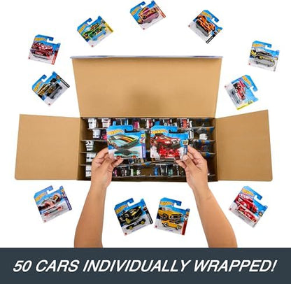 Hot Wheels Toy Trucks & Cars, 50-Pack, Set of 50 1:64 Scale Individually Packaged Vehicles, Instant Collection (Styles May Vary) (Amazon Exclusive)
