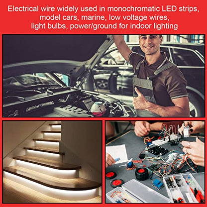 14AWG 100FT Electrical Wire Cable 2 Conductors Red Black Cable Hookup LED Lighting Strips Flexible Wire Extension Cord 14 Gauge Copper Clad Aluminum Copper Wire 12V/24V DC Cable