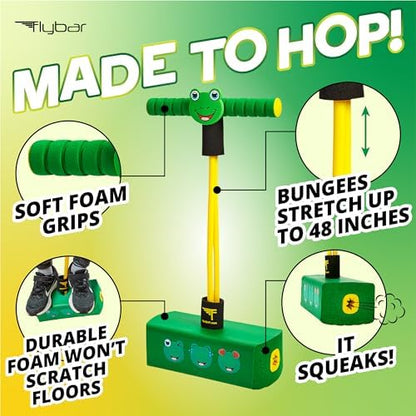 Flybar My First Foam Pogo Jumper for Kids Fun and Safe Pogo Stick for Toddlers, Durable Foam and Bungee Jumper for Ages 3 and up, Supports up to 250lbs