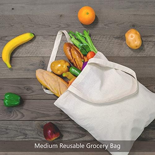 TOPDesign 12-Pack Economical 16"x15" Cotton Tote Bags, Lightweight Medium Reusable Grocery Shopping Cloth Bags, Suitable for DIY, Advertising, Promotion, Gift, Activity