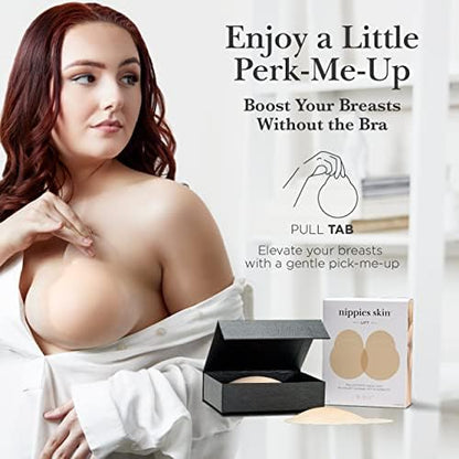 Nippies Nipple Covers for Women - Sticky Adhesive Silicone Pasties - Reusable Pasty Nipple Cover with Travel Box