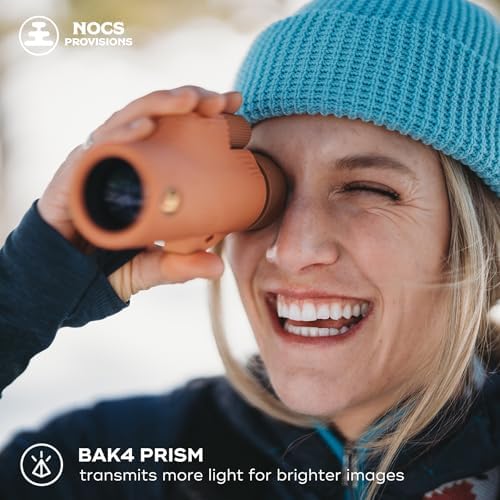 Nocs Provisions Field Tube 10x32 Waterproof Monocular, 10X Magnification Telescope, Bak4 Prism, Wide Field of View for Bird Watching, Backpacking & Wildlife Viewing - Paydirt Brown