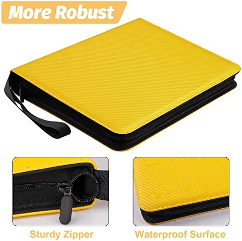 9 Pocket Card Binder, Premium Zip Trading Card Binder, 720 Double Sided Pocket PU Card Collection Binder, Collector Card Album, Card Folder for MTG, TCG, Sports Cards, Game Cards (yellow)