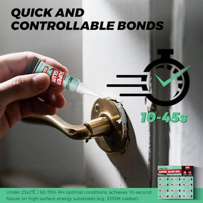 Super Glue Gel, Food Safe Instant Adhesive, Multipack Cyanoacrylate Strong Clear Glue for Shoe Sole Repair, Ceramic Plastic Metal Wood Pottery Leather Aquarium Glass Rubber, Strong Bonding