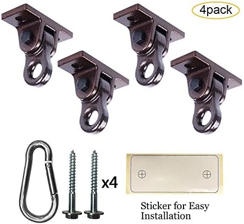 Heavy Duty Bronze Swing Hangers Screws Bolts Included Over 5000 lb Capacity Playground Porch Yoga Seat Trapeze Wooden Sets Indoor Outdoor (4 Pack)