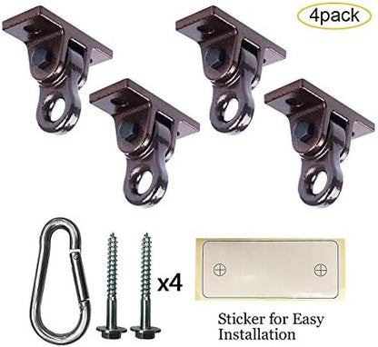 Heavy Duty Bronze Swing Hangers Screws Bolts Included Over 5000 lb Capacity Playground Porch Yoga Seat Trapeze Wooden Sets Indoor Outdoor (4 Pack)