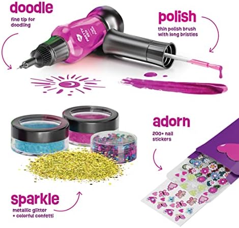 Nail Art Studio for Girls - Birthday Gift - Nail Polish Kit for Kids Ages 7-12 Years Old - Girl Gifts Ideas - Gift Set - Girly Stuff - Polish, Pens, Glitter, Stickers, Gems, Filer - 8 9 10 11 12 Year