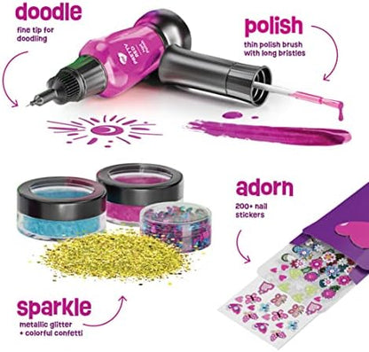 Nail Art Studio for Girls - Birthday Gift - Nail Polish Kit for Kids Ages 7-12 Years Old - Girl Gifts Ideas - Gift Set - Girly Stuff - Polish, Pens, Glitter, Stickers, Gems, Filer - 8 9 10 11 12 Year