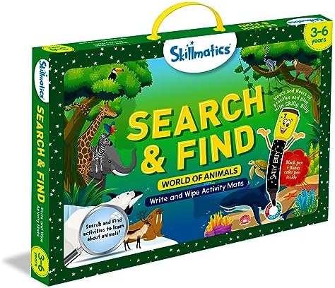 Skillmatics Search and Find Animals Educational Game - Reusable Preschool Learning Activities, Perfect for Toddlers & Kids Who Love Toys, Art & Crafts, Builds Vocabulary, Gifts for Ages 3, 4, 5, 6