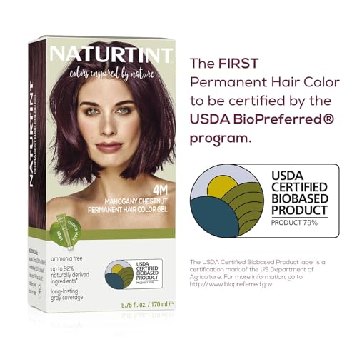 Naturtint 4M Mahogany Chestnut Permanent Hair Color (Pack of 6), Ammonia Free, Vegan, Cruelty Free, up to 100% Gray Coverage, Long Lasting Results (Packaging may vary)