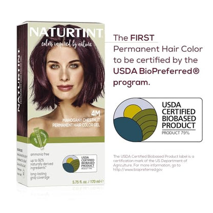 Naturtint 4M Mahogany Chestnut Permanent Hair Color (Pack of 6), Ammonia Free, Vegan, Cruelty Free, up to 100% Gray Coverage, Long Lasting Results (Packaging may vary)