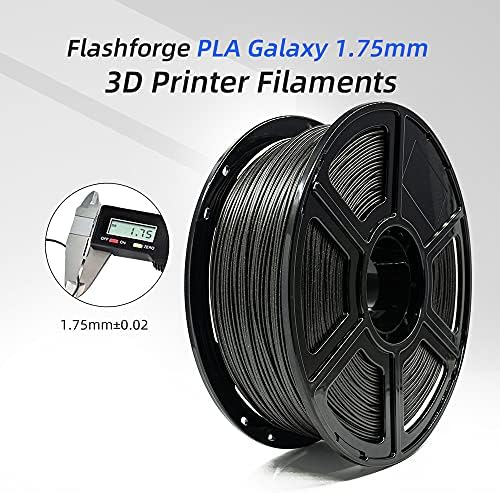 FLASHFORGE PLA Filament 1.75mm Galaxy Matte Black, 3D Printer Filament with Silver Glitter 1kg (2.2lbs) Spool, Dimensional Accuracy +/- 0.02mm, Shimmering 3D Printing Filament for Unique Finish
