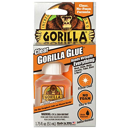 Gorilla Clear Glue, 1.75 Ounce Bottle (Pack of 5) - Crystal Clear, All Purpose, and Water Resistant
