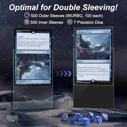 1000 Pack Card Sleeves, 500 Matte Trading Card Sleeve and 500 Inner Sleeves Ideal for Double-Sleeving, Fit for MTG, TCG and Game Cards (5 Colors)