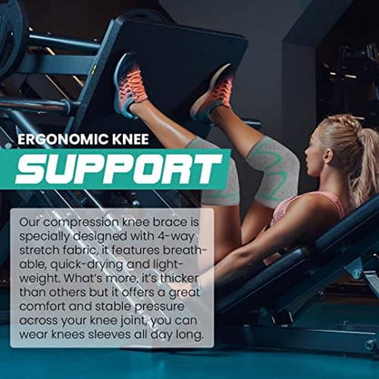 Modvel Compression Knee Brace for Women & Men, 2-Pack Knee Brace for Running Knee Pain, Knee Support Compression Sleeve, Workout Sports Knee Braces for Meniscus Tear, ACL & Arthritis Pain Relief