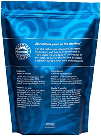 Ancient Minerals Magnesium Bath Flakes – Pure Zechstein Magnesium Chloride for Soaking and Whole-Body Replenishment, 8 lb Bag