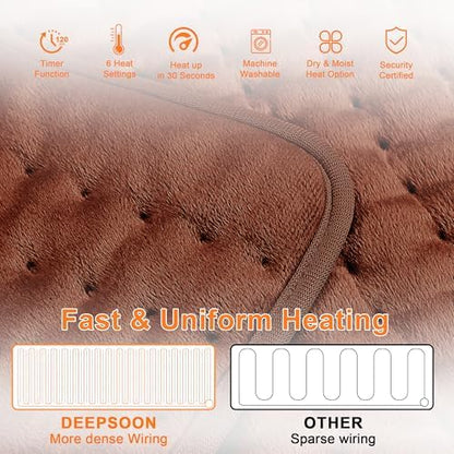 Heating Pad,Electric Heating Pads for Back,Hot Heated Pad for Abdomen,Shoulder,Knee,Multiple Temp and Auto Shut Off
