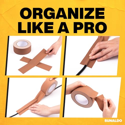 Gaffers Tape (6 Pack) Strong Hold, Easy to Rip, Residue-Free Professional Grade Floor Tape for Electrical Cords, Matte Finish Non Reflective, Weather Resistant (Brown, 2" x 30 Yards)
