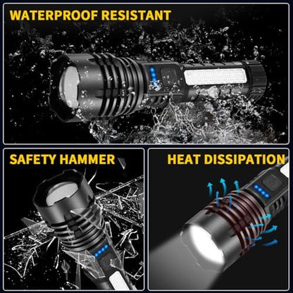 Rechargeable Flashlights High Lumens, 7Mode Flashlights Rechargeable, Super Bright Flashlight, Adjustable Tactical Flash Light, High Powered Flash Light, LED Flashlight for Emergency Home 2Pack