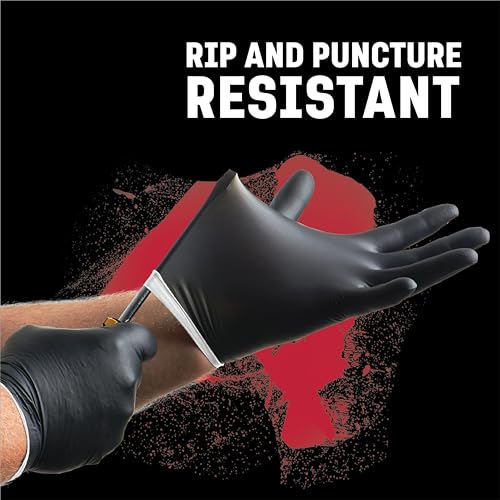 Venom Steel Industrial Nitrile Gloves, Chemical Resistant Disposable Black Gloves, Latex-Free, Powder-Free, Textured Grip, Heavy Duty Two-Layer Protection, 6 mil, XL, 100 Count