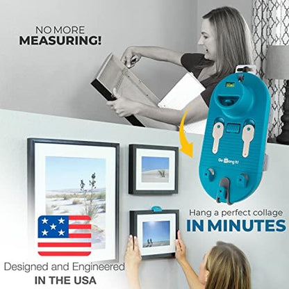 Go Hang It! Pro, All-in-One Picture Hanging Kit - Picture Leveling and Hanging Tool - Hang Sawtooth/Wire Hangers - Wall Hanging Kit and Level Tool - Hardware Case with 85-Piece Hanging Essentials