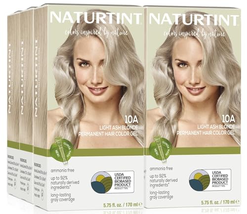 Naturtint 10A Light Ash Blonde Permanent Hair Color (Pack of 6), Ammonia Free, Vegan, Cruelty Free, up to 100% Gray Coverage, Long Lasting Results (Packaging may vary)