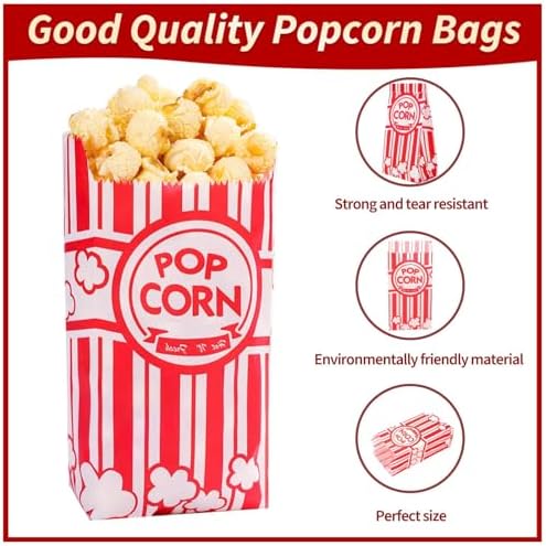 VOISEN Paper Popcorn Bags,500 Pack 1oz Popcorn Bags Individual Servings, Popcorn Bag Bulk for Popcorn Machine,Movie Nights Pop Corn Bags