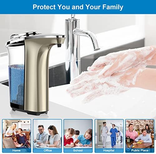 Automatic Soap Dispenser, Touchless Dish soap Dispenser 17oz/500ml with Upgraded Infrared Sensor, 5 Adjustable Soap Dispensing Levels, Liquid Hand soap Dispenser for Bathroom & Kitchen