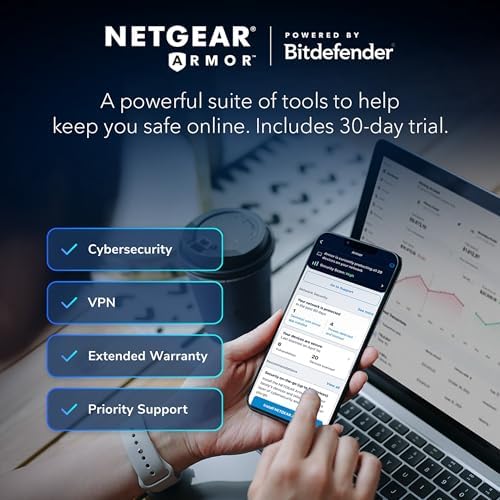 NETGEAR WiFi 6 Router (R6700AXv3) – Security Features, AX1800 Wireless Speed (Up to 1.8 Gbps) - Covers up to 1,500 sq. ft., 20 Devices