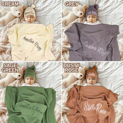 Personalized Baby Blanket, 100% Organic Certified Cotton, Customized Swaddle Blanket with Name, Receiving Blankets for Boys and Girls, Perfect Custom Gifts for Newborns, Kids and Baby Showers