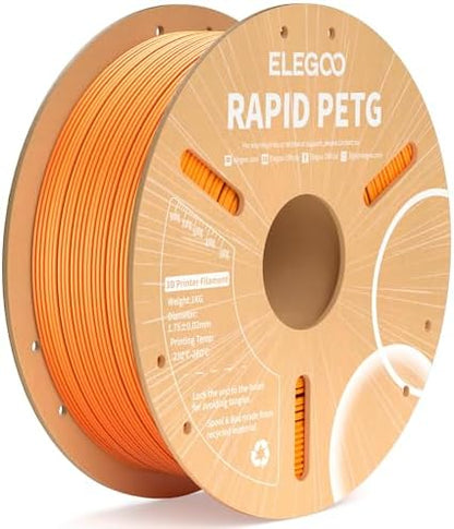 ELEGOO Rapid PETG Filament 1.75mm Orange 1KG, High Speed 30-600mm/s 3D Printer Filament Dimensional Accuracy +/- 0.02 mm, 1kg Cardboard Spool(2.2lbs) Fits for Most FDM 3D Printers