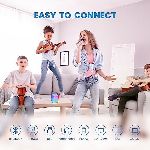 IROO Mini Karaoke Machine for Kids, 2025 TOP Toys Birthday Gifts Ideas for Girls Ages 4, 5, 6, 7, 8, 9, 10, 12+ Years Old, Portable MP3 Player with 2 Wireless Mics for Party