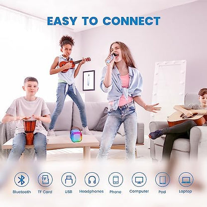 IROO Mini Karaoke Machine for Kids, 2025 TOP Toys Birthday Gifts Ideas for Girls Ages 4, 5, 6, 7, 8, 9, 10, 12+ Years Old, Portable MP3 Player with 2 Wireless Mics for Party