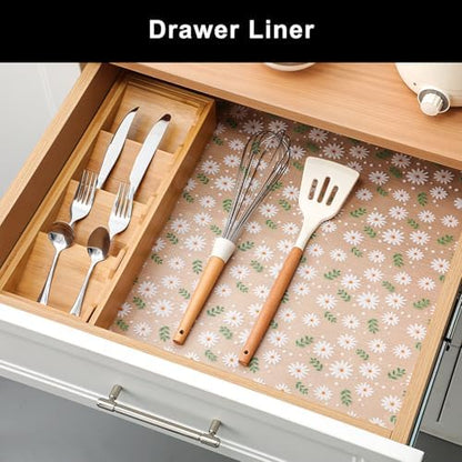 Cooyes Shelf Liner – Premium Non-Adhesive Cabinet & Drawer Liner for Kitchen – Waterproof Shelf Paper with Modern Pattern – Durable EVA Cabinet Mat – Easy to Cut