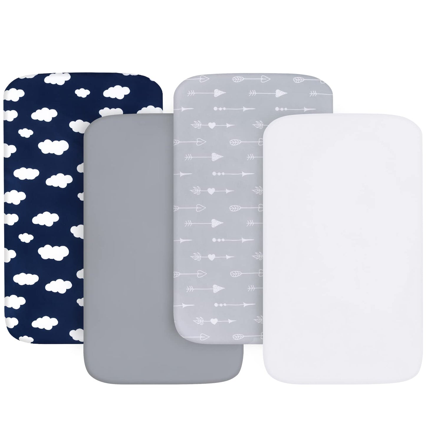Baby Bassinet Sheets 4 Pack Compatible with 33" x 20" Mika Micky, Baby Delight, Dream On Me, AMKE and Other Rectangle Bassinet Mattress, Ultra Soft & Skin Friendly, Washer & Dryer