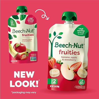 Beech-Nut Baby Food Pouches Variety Pack, Berry Blends Fruit Purees, 3.5 oz (18 Pack)