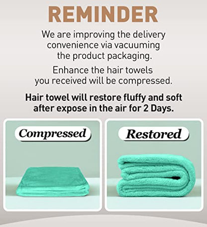 Hicober Microfiber Towel, Turbans for Wet Hair, Drying Wrap Towels for Curly Hair Women Towel Wrap for Kids-Purple,Green,Grey-Pack of 3