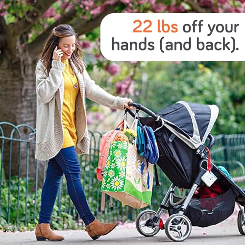 Baby Uma 4-Pack Stroller Hooks - Universal Bag Clips for Diaper Bags, Carry 11 lbs Each, Adjustable Straps
