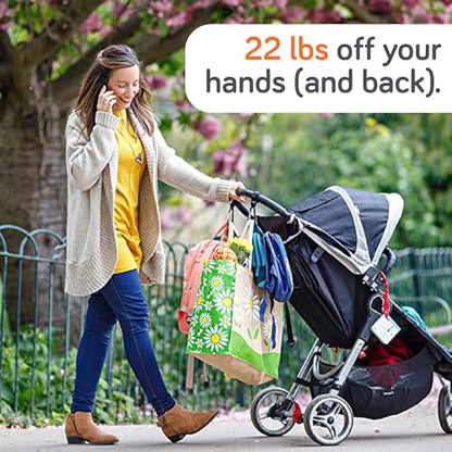 Baby Uma 4-Pack Stroller Hooks - Universal Bag Clips for Diaper Bags, Carry 11 lbs Each, Adjustable Straps