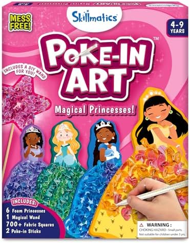 Skillmatics Poke-in Art - Magical Princesses, Mess-Free Fun for Kids, DIY Wood Craft Kits, Creative Activity, Gifts for Girls & Boys Ages 4, 5, 6, 7, 8, 9