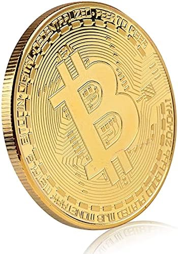 10 Pcs Bitcoin Coin Souvenir with Coin Case, Physical Bitcoin Collection, Gold Plated Bitcoin for Commemoration, Crypto Currency Coin BTC for Gift, Gold Bitcoin Tokens