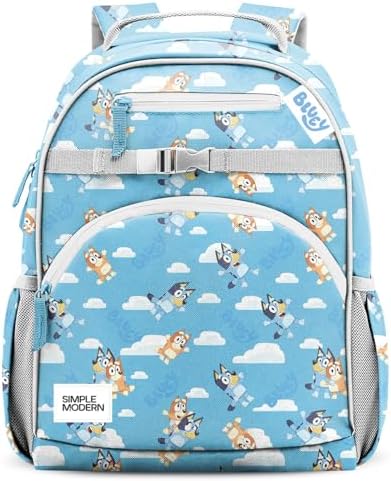 Simple Modern Large Bluey Kids Backpack for School Girls and Boys | Elementary Backpack for Teen | Fletcher Collection | Kids - 16" tall | Bluey Sky