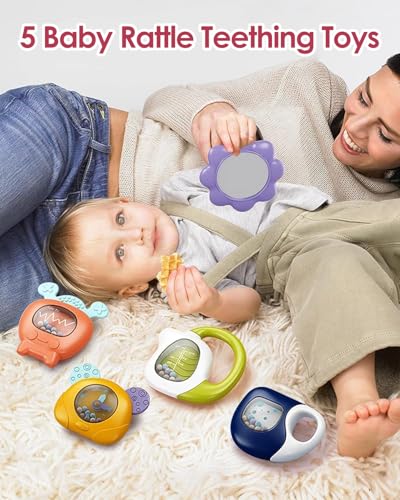 dearlomum Baby Play Mat Baby Gym,Funny Play Piano Tummy Time Baby Activity Mat with 5 Infant Sensory Baby Toys, Music and Lights Boy & Girl Gifts for Newborn Baby 0 to 3 6 9 12 Months (Pink)